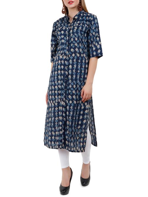 indigo straight kurta - 15781848 - Very Small Image - 1