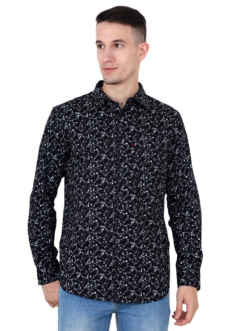 black floral printed casual shirt - 15782215 - Very Small Image - 1