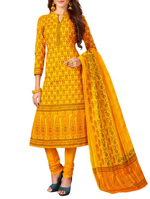 printed unstitched churidaar suit - 15782427 - Very Small Image - 1