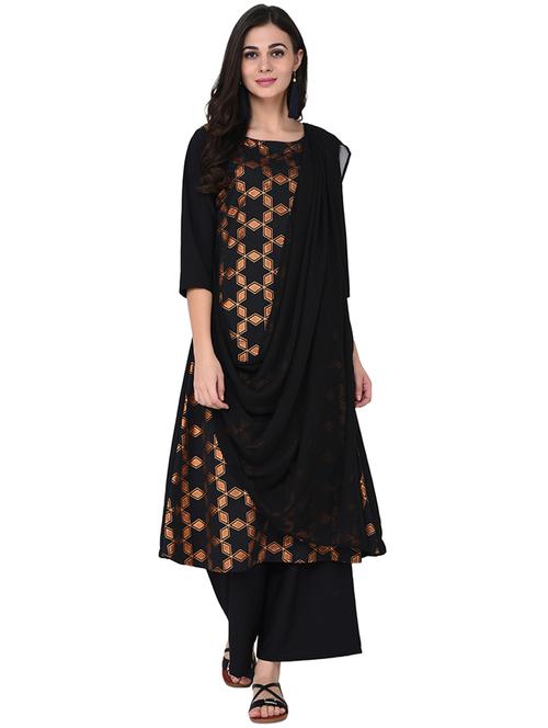 cowl printed kurta with drape dupatta - 15784979 - Very Small Image - 1