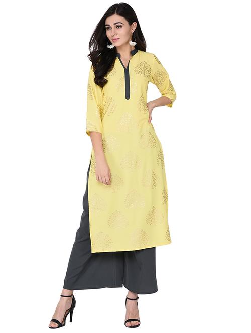 foil print straight kurta - 15784984 - Very Small Image - 1