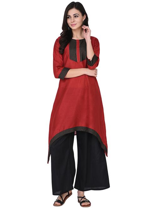 high low foil print kurta - 15785002 - Very Small Image - 1