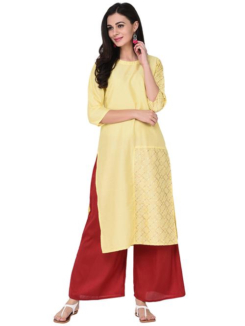 foil print straight kurta - 15785013 - Very Small Image - 1