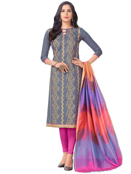 embroidered unstitched churidaar suit - 15785301 - Very Small Image - 1