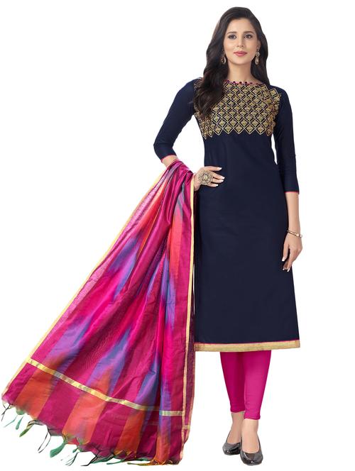 embroidered unstitched churidaar suit - 15785302 - Very Small Image - 1
