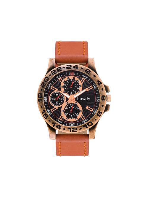 leather strap analog watch (howdy-ss520) - 15785806 - Very Small Image - 1