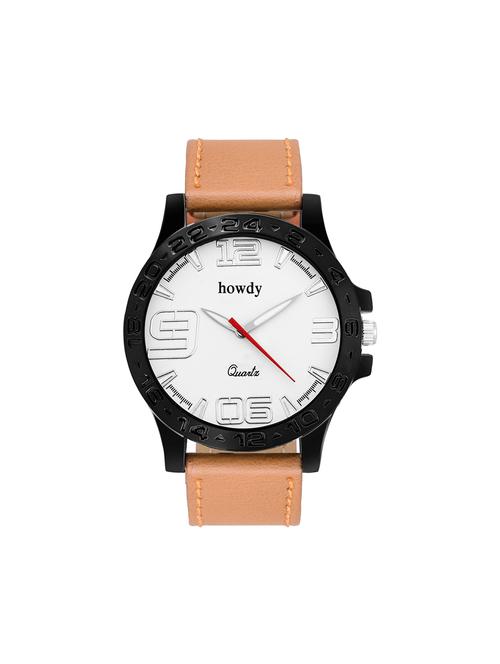 leather strap analog watch (howdy-ss526) - 15785812 - Very Small Image - 1