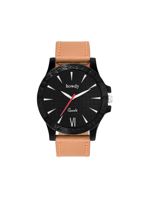 leather strap analog watch (howdy-ss528) - 15785814 - Very Small Image - 1