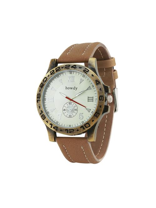 leather strap analog watch (howdy-ss537) - 15785822 - Very Small Image - 1