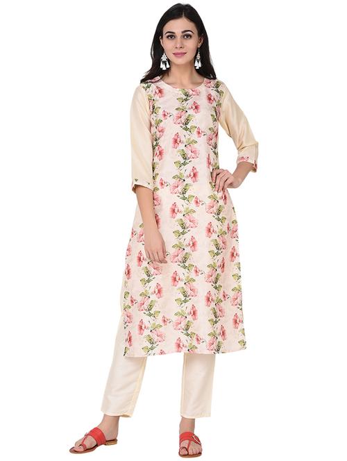 floral printed kurta with pant set - 15786431 - Very Small Image - 1