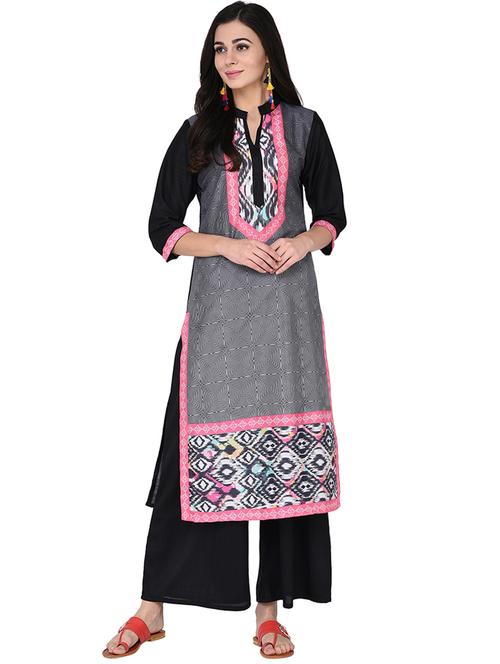 ikat printed kurta with palazzo set - 15786440 - Very Small Image - 1