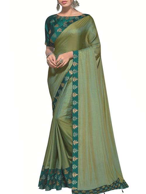 lace embroidered solid saree with blouse - 15786498 - Very Small Image - 1
