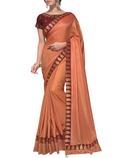 lace embroidered solid saree with blouse - 15786503 - Very Small Image - 1