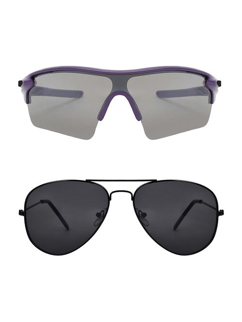 combo of 2 wrap-around & aviator sunglasses- abcom3334 - 15786957 - Very Small Image - 1