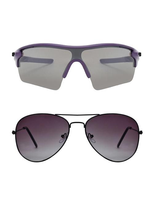 combo of 2 wrap-around & aviator sunglasses- abcom3335 - 15786958 - Very Small Image - 1