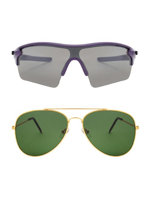 combo of 2 wrap-around & aviator sunglasses- abcom3342 - 15786965 - Very Small Image - 1