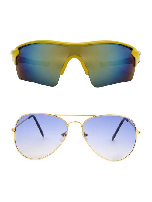 combo of 2 wrap-around & aviator sunglasses- abcom3357 - 15786980 - Very Small Image - 1