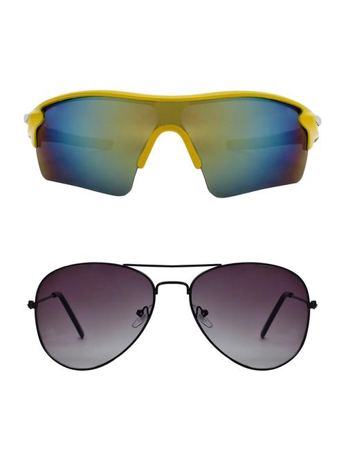 combo of 2 wrap-around & aviator sunglasses- abcom3359 - 15786982 - Very Small Image - 1