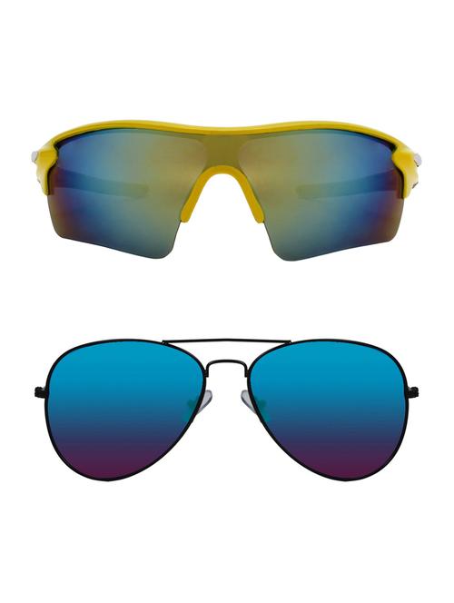 combo of 2 wrap-around & aviator sunglasses- abcom3365 - 15786988 - Very Small Image - 1