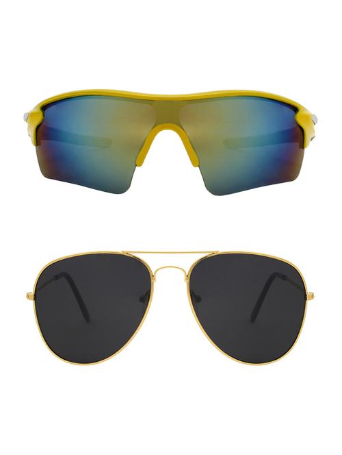 combo of 2 wrap-around & aviator sunglasses- abcom3367 - 15786990 - Very Small Image - 1