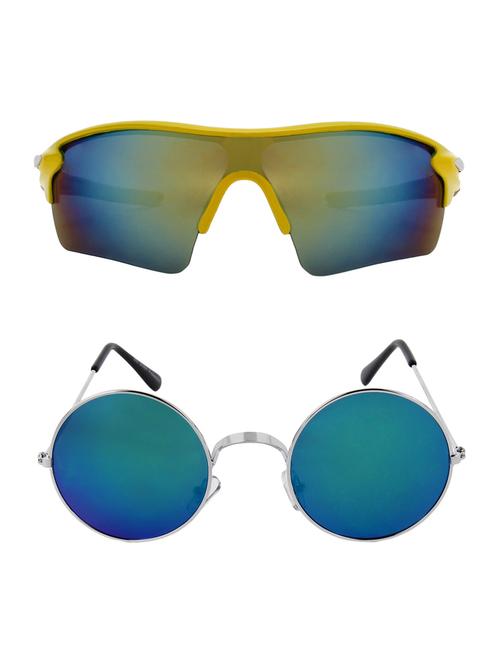 combo of 2 wrap-around & round sunglasses- abcom3375 - 15786998 - Very Small Image - 1