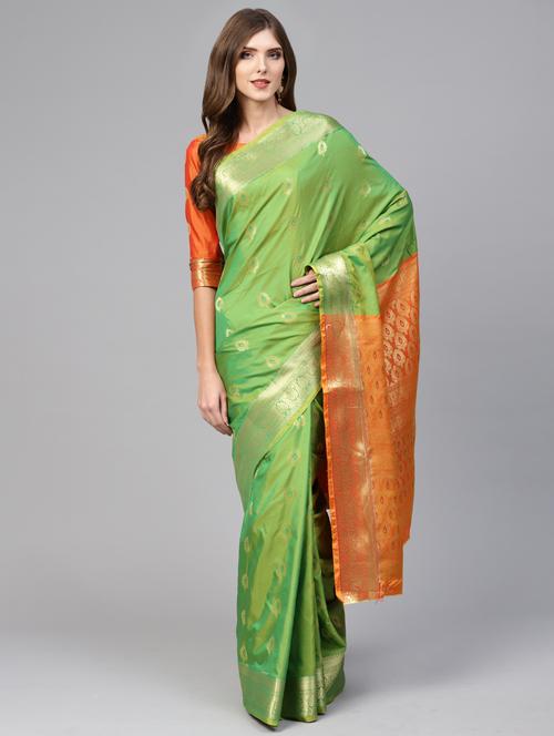 zari woven banarasi saree with blouse - 15787124 - Very Small Image - 1