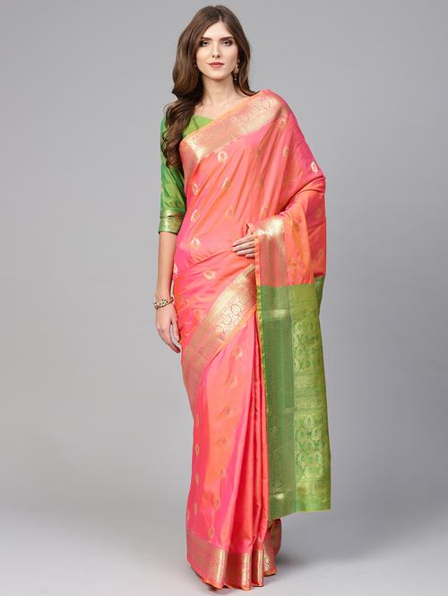 zari woven banarasi saree with blouse - 15787125 - Very Small Image - 1