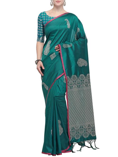 zari paisley motif banarasi saree with blouse - 15787154 - Very Small Image - 1