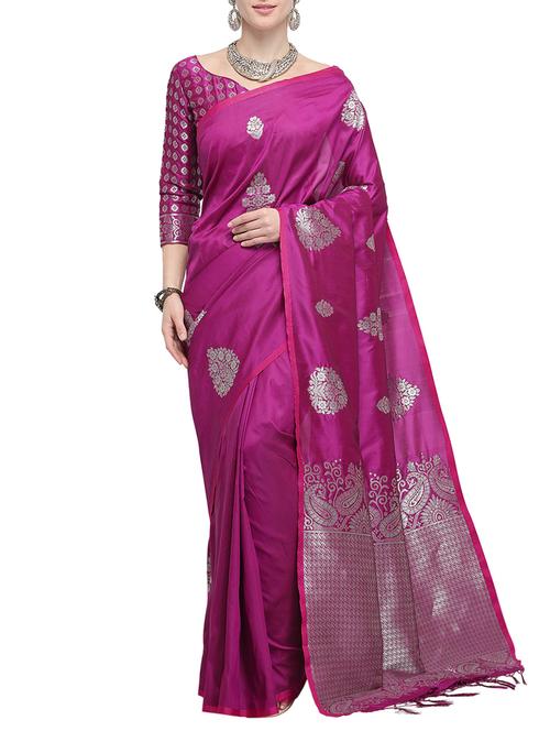 zari motif banarasi saree with blouse - 15787155 - Very Small Image - 1