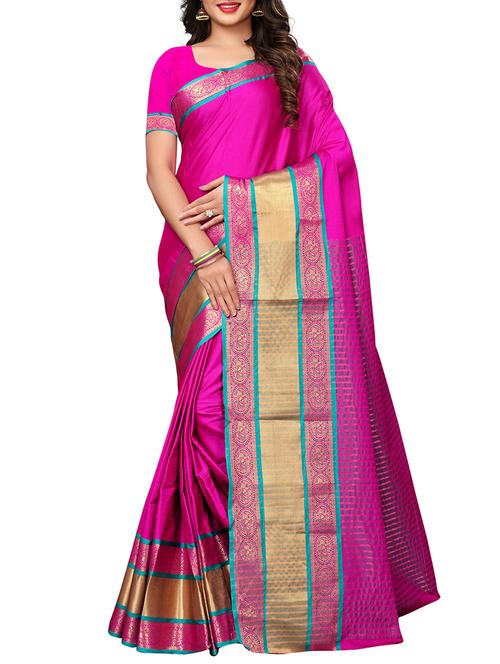 zari weave bordered saree with blouse - 15788181 - Very Small Image - 1