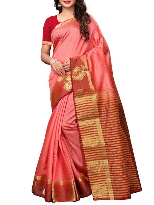 jacquard weave bordered saree with blouse - 15788195 - Very Small Image - 1