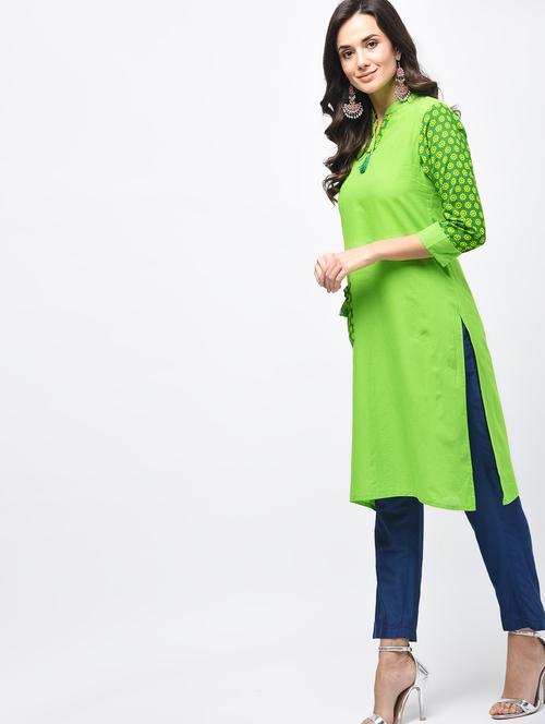 straight printed kurta with tassels - 15788582 - Very Small Image - 1
