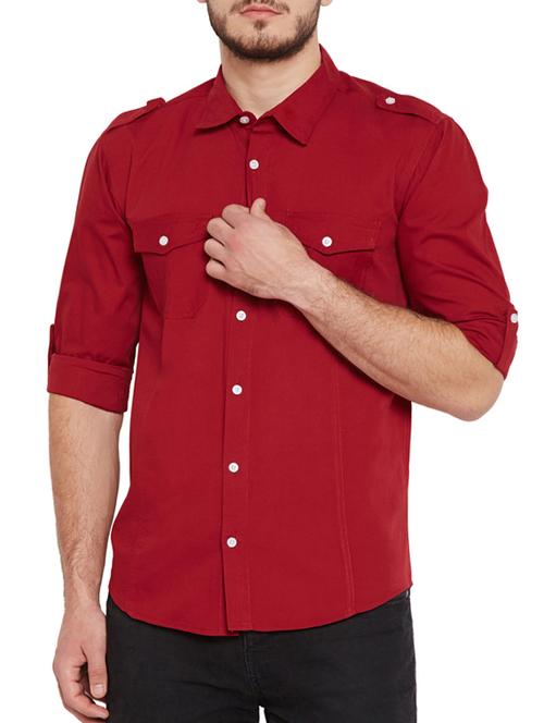 red solid casual shirt - 15788879 - Very Small Image - 1