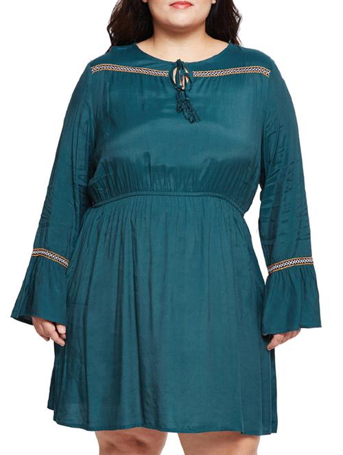 lace detail tie up neck plus dress - 15788896 - Very Small Image - 1