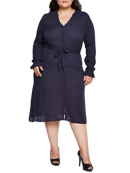 self tie button up plus dress - 15788902 - Very Small Image - 1