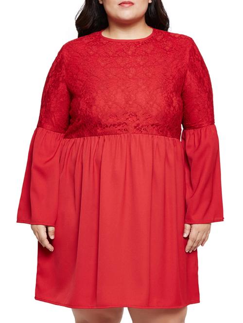 gathered waist lace plus dress - 15788905 - Very Small Image - 1
