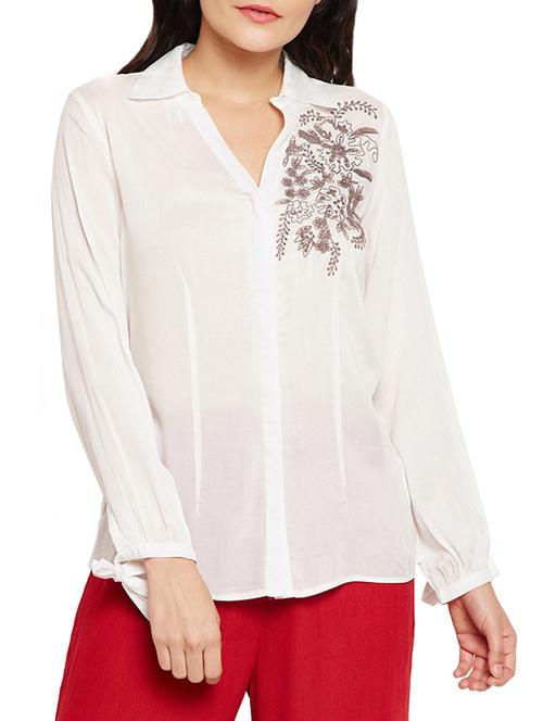 embroidered knotted sleeved shirt - 15788934 - Very Small Image - 1
