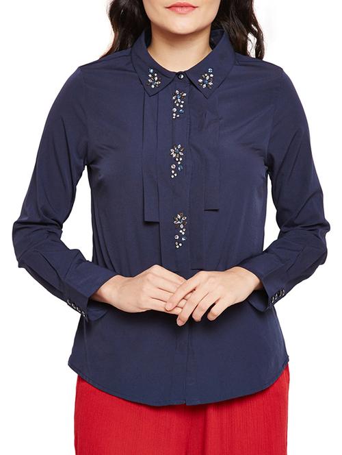 embellished concealed placket shirt - 15788947 - Very Small Image - 1