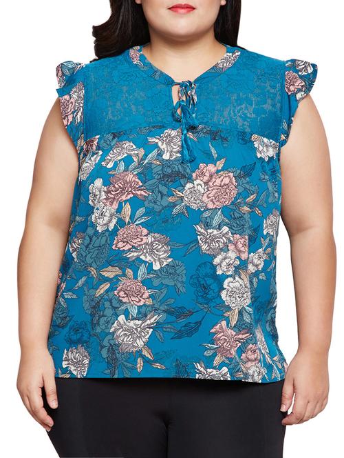 floral tassel tie neck plus top - 15788953 - Very Small Image - 1