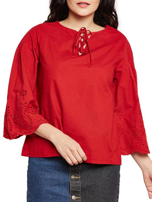 red cotton regular top - 15788969 - Very Small Image - 1