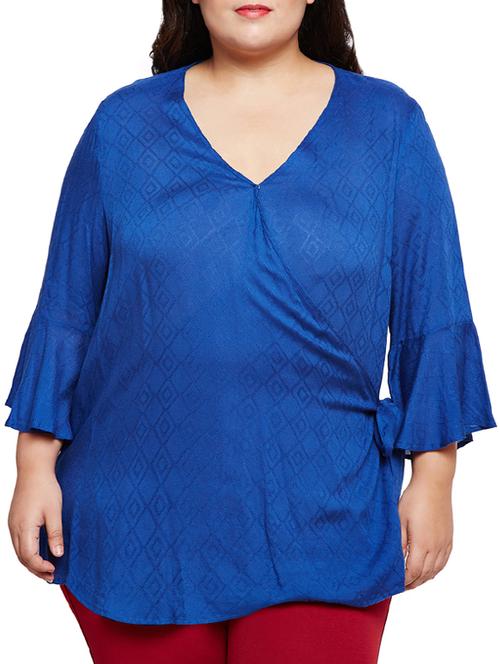 side tie up bell sleeved plus top - 15788973 - Very Small Image - 1