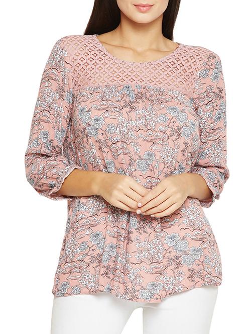 lace yoke floral top - 15788984 - Very Small Image - 1