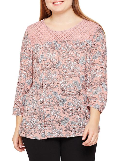 lace detail floral plus top - 15788985 - Very Small Image - 1