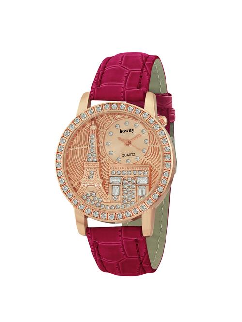 leather strap analog watch (howdy-ss468) - 15789306 - Very Small Image - 1
