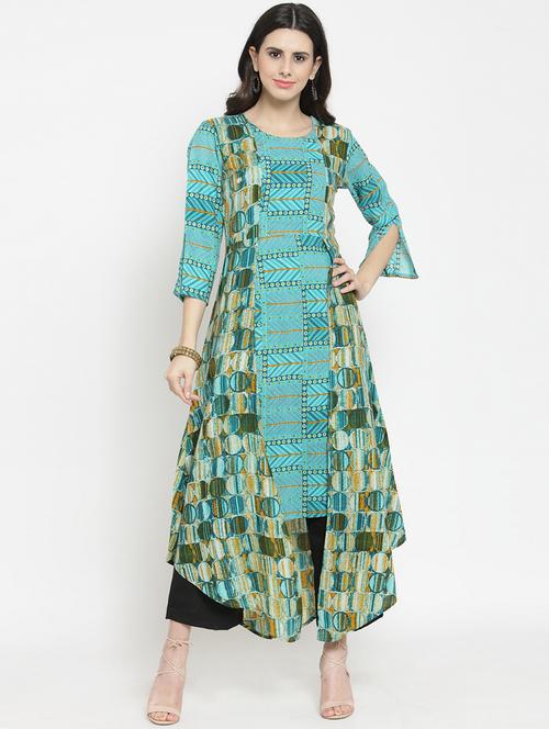 layered printed kurta with pant set - 15789320 - Very Small Image - 1