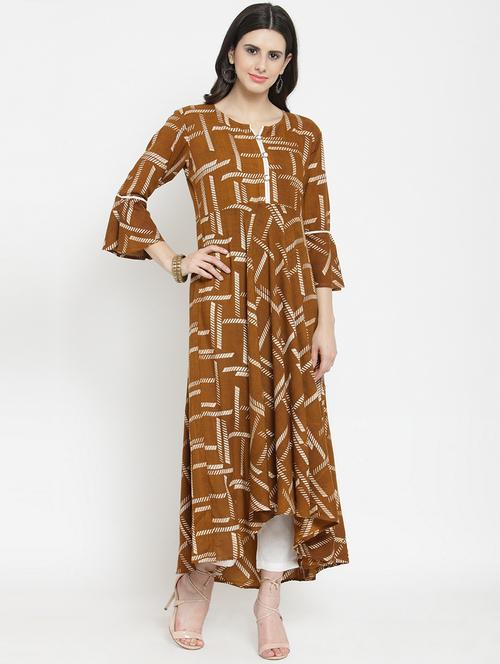 bell sleeved high-low kurta pant set - 15789322 - Very Small Image - 1
