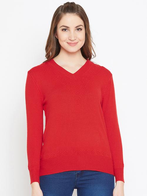 ferrari red solid knitted top - 15790522 - Very Small Image - 1