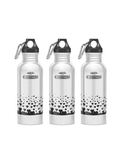 milton alive stainless steel fridge water bottle 750 ml set of 3, silver - 15790780 - Very Small Image - 1