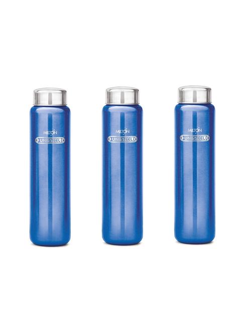 milton aqua stainless steel fridge water bottle 750 ml set of 3, blue - 15790785 - Very Small Image - 1
