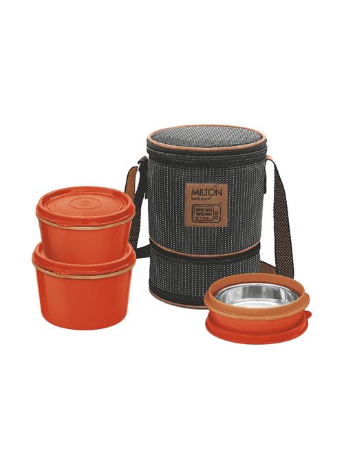 milton flexi insulated tiffin, 3 containers, 200, 350 & 500 ml, brown - 15791001 - Very Small Image - 1